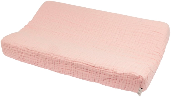 Meyco Baby Uni Wickelauflagenbezug (Wickelunterlage aus 100% Baumwolle, vorgewaschen, weich, hautfreundlich, waschbar & trocknergeeignet, Größe: 50x70 cm), Soft pink