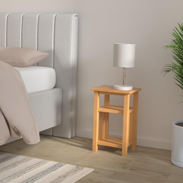 vidaXL Beistelltisch mit Zeitungsablage 27x35x55 cm Massivholz Eiche 244211 Bild 2