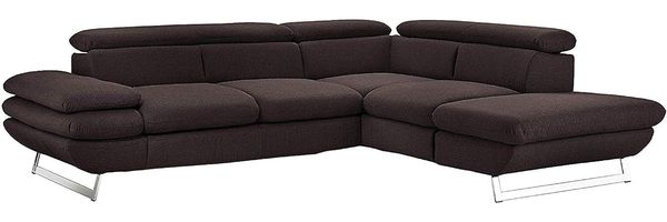 Mivano Ecksofa Prestige, Moderne Couch in L-Form mit Ottomane, Kopfteile und Armteil verstellbar, 265 x 74 x 223, Strukturstoff, anthrazit