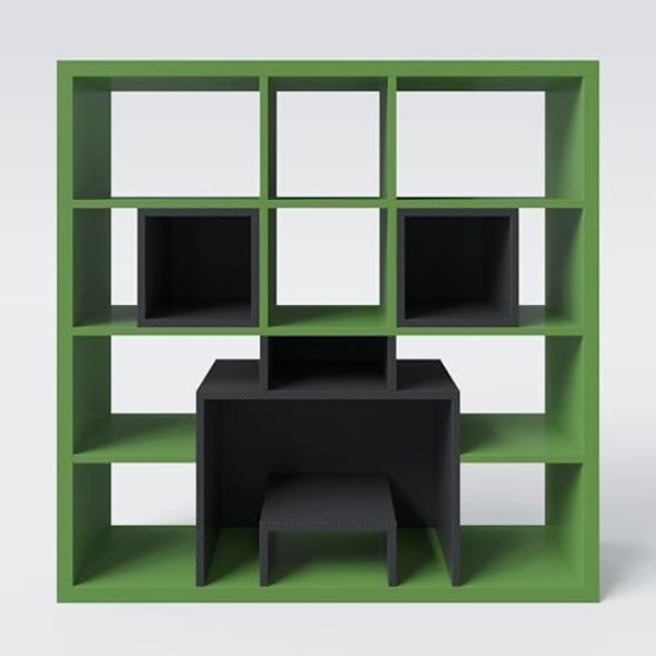 MINECRAFT - Bücherregal, Regal mit 15 Fächern, Gaming Möbel mit dunklem Minecraft Design