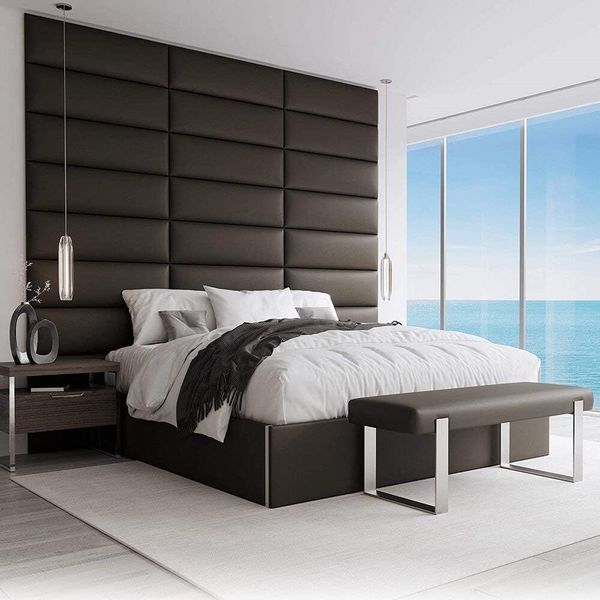 VANT Gepolsterte Kopfteile - Accent Wall Panels - 4er - Packungen Kopfteil für Einzel - und Doppelbetten (Vintage Ledersattel Braun, 76cm BREITE)