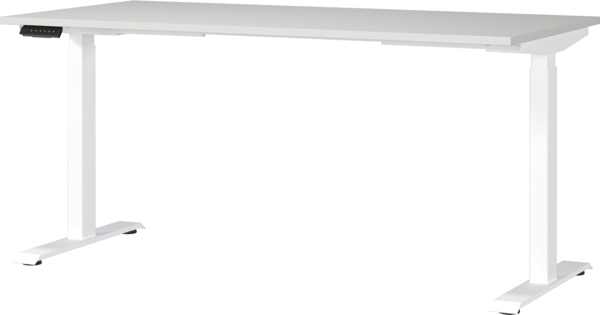 Germania Schreibtisch 7908-642, in Lichtgrau/Weiß, EL. höhenverstellb, 160 x 120 x 80 cm (BxHxT)