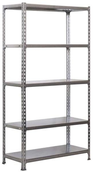 Simon Rack Schwerlastregal, 1800 x 800 x 300 mm, Bis 70 kg Belastbar, 5 Verstellbare Ablagen, Kellerregal, Lagerregal, Verzinkt - Ecoclick