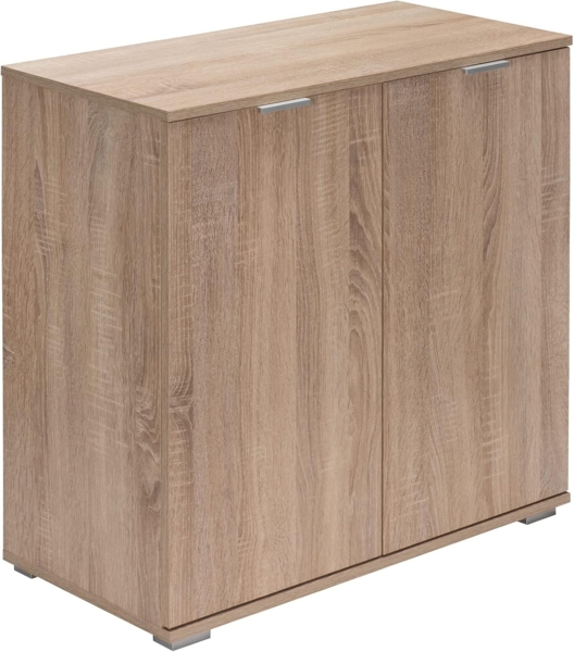 Deuba Kommode Alba mit 2 Türen 71 x 74 x 35 cm Modern Flur Wohnzimmer Sideboard Anrichte Mehrzweckschrank Eiche