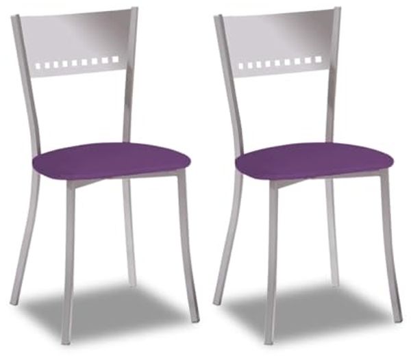 ASTIMESA SCOBBJ Zwei Küchenstühle, Metall, Aubergine, Sitzhöhe 45 cm