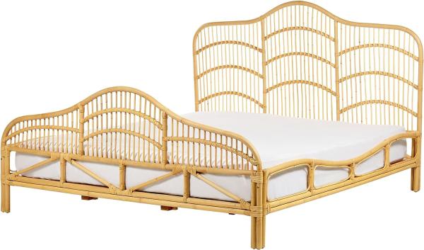 Bett mit Lattenrost DOMEYROT 180 x 200 cm Rattan Heller Holzfarbton