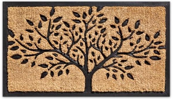 matches21 HOME & HOBBY Fußmatte Kokosmatte Baum 45x75 cm als aussen Sauberlaufmatte, rechteckig, Höhe: 20 mm, Rutschfeste Kokos-Türmatte als Outdoor Schmutzfangmatte