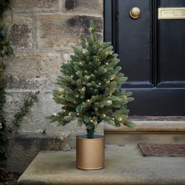 Lights4fun Künstlicher Weihnachtsbaum 75cm Weihnachtsbaum beleuchtet, Für den Innen- und Außenbereich geeignet