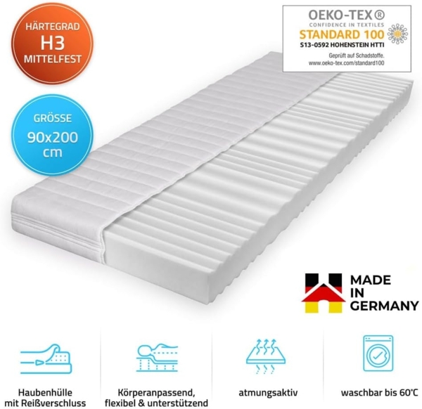 HOME DELUXE LED Bett mit Schubladen und Matratze NUBE - 90 x 200 cm Weiß Bild 5