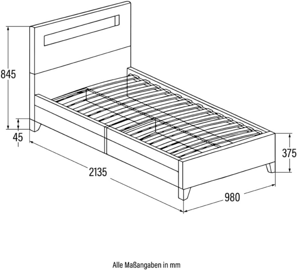 HOME DELUXE LED Bett mit Schubladen und Matratze NUBE - 90 x 200 cm Weiß Bild 3