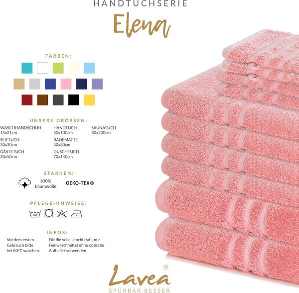 Lavea 2er Set Duschtuch 70x140 cm, Frottierserie Elena, Pastellrosa Bild 3