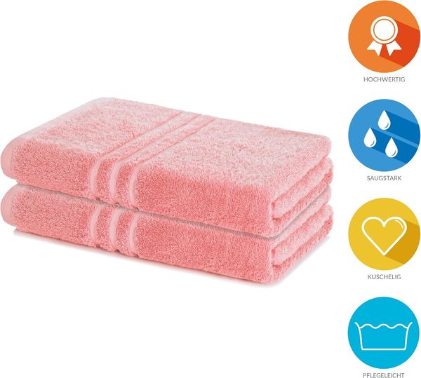 Lavea 2er Set Duschtuch 70x140 cm, Frottierserie Elena, Pastellrosa Bild 2