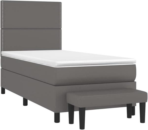 vidaXL Boxspringbett mit Matratze Grau 80x200 cm Kunstleder 3137573