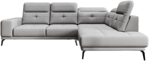 Designer Sofa Isabella mit verstellbarer Kopf- und Rückenlehne Stoff Grau Rechts