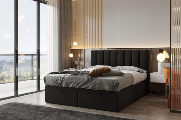 TRADA Boxspringbett BOND mit Taschenmatratze - Elegant Polsterbett mit Zwei Bettkasten (Bett + Materatze), mit zwei Bettkasten - mit Funktion, die das Bettenmachen erleichtert