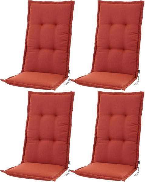 BURI 4er Set Hochlehner Auflagen 120x48x7 cm Terrakotta | Gartenstuhlauflagen mit dicker Schaumstofffüllung | Baumwollbezug, UV-lichtecht & wetterfest | pflegeleichte Sesselauflagen