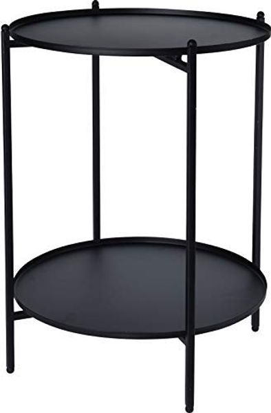 Spetebo Beistelltisch Metall Beistelltisch klappbar schwarz - Ø 35 cm