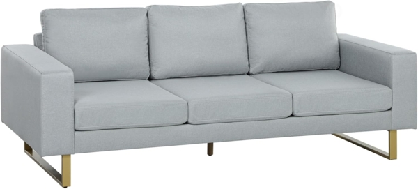 HOMCOM Sofa Polstersofa Küchensofa Stoffsofa, Sitzmöbel mit Kissen Armlehne 1 Teile, Leinenoptik 200 x 82 x 78 cm Dunkelgrau