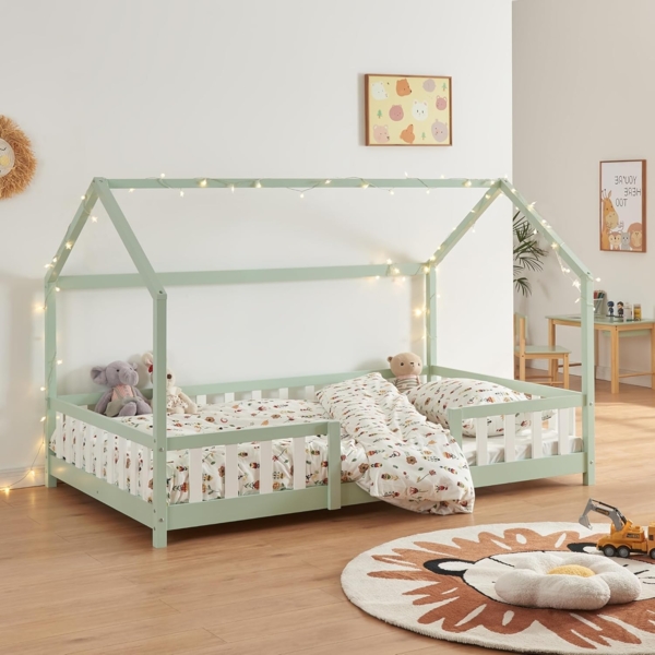 Kinderbett Sisimiut 140x200 cm Mintgrün / Weiß [en. casa]