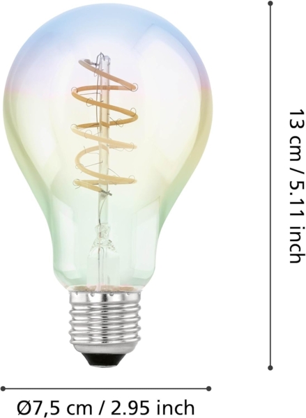 Eglo 110205 LED Filament Leuchtmittel E27 1X4W Decorative Spirale irisierend L:13cm Ø:7. 5cm 2000K 200lm dimmbar Bild 3