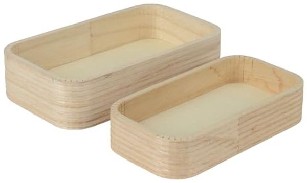 Kaemingk Dekokorb, Aufbewahrungsbox 17-19cm Holz 2er Set Natur / Braun