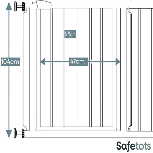 Safetots Extrahoher Metall-Sicherheitsgitter, Druckmontage, 87.9cm - 95.5cm, Mattschwarz, 104cm Höhe, Extrahohe Treppengitter, Gitter für hohe Babys, Einfache Installation Bild 3