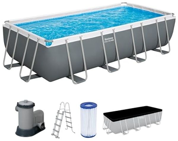 Bestway Steel Pro 56465 14812 l Gerahmter Pool Leiter Blau Grau 109 2 kg