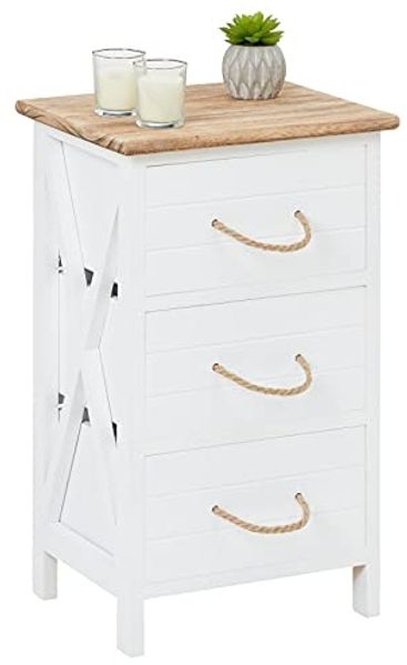 CARO-Möbel Nachtkommode PERUGIA, Nachttisch aus Holz Nachtkommode in weiß Shabby Chic Vintage Landhauss