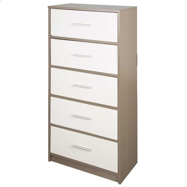 AKTIVE Max Home Mehrzweck-Schlafzimmerkommode, Grau und Weiß, 5 leichte Stoffschubladen, 58 x 30 x 112 cm, Holzrahmen, Aufbewahrungssystem, Heimorganisation, Dekoration, Ankleidezimmermöbel (18414)