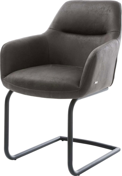 Freischwinger Pejo-Flex Mikrofaser Anthrazit Vintage Freischwinger rund Schwarz Taschenfederkern