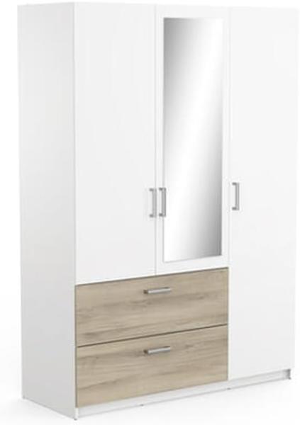 Kleiderschrank >Ready2< in Eiche/weiss aus Holzwerkstoff - 134x192x51cm (BxHxT)