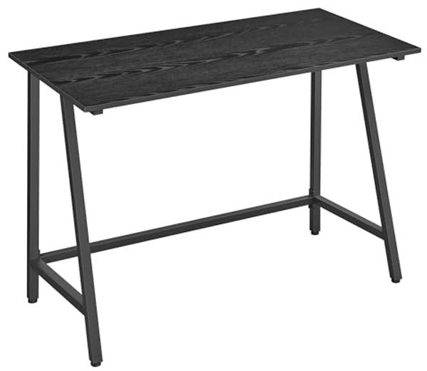 Vasagle Schreibtisch, Computertisch mit Stahlrahmen, Tischplatte im Vintagestil, Homeoffice-Tisch, einfache Montage, 50 x 100 x 75 cm, Industrie-Design, ebenholzschwarz-tintenschwarz LWD040B56