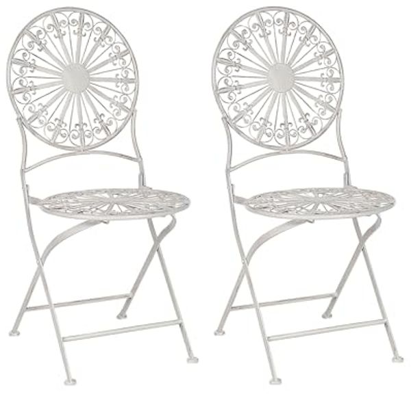 Beliani 'SCAFA' Gartenstuhl 2er Set, Metall weiß