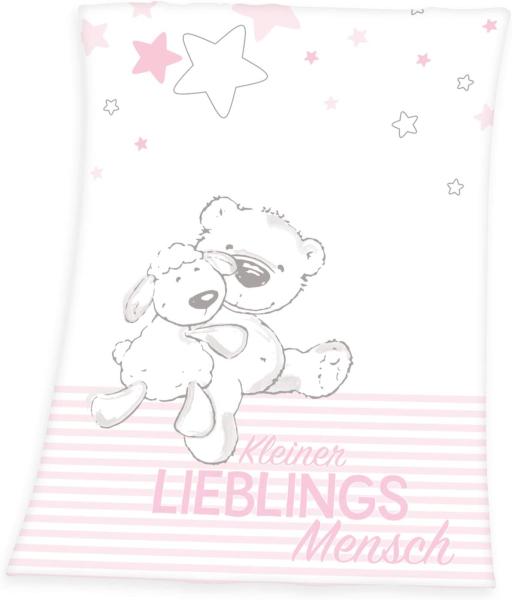 Babydecke Kleiner Lieblingsmensch, Baby Best, mit tollem Motiv und Schriftzug, Kuscheldecke