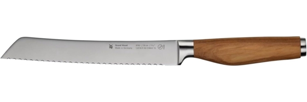 WMF Brotmesser Grand Wood, 19 cm, Olivenholzgriff, handgeschmiedeter Spezialklingenstahl