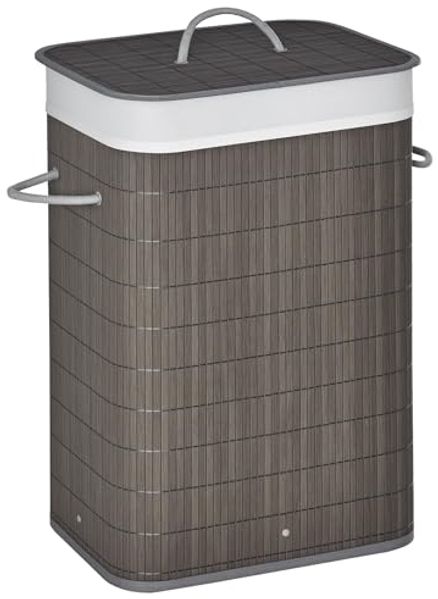 HOMCOM Wäschekorb mit Griffen, herausnehmbarer Wäschesack (Wäschesortierer, 1 St, Wäschesammler), für Waschküche Badezimmer Schlafzimmer Grau