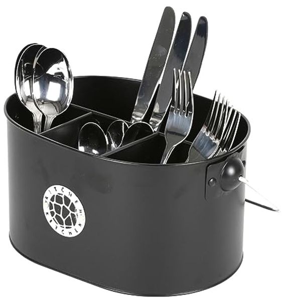 Utensilienhalter aus Metall schwarz Besteckhalter Besteckkorb Besteckablage