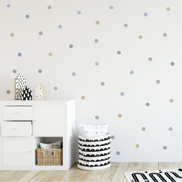 Yabaduu Tupfen Set Wandtattoo 4 Farben auf 4 Din A4 Bögen insgesamt 96 Aufkleber Punkte Dekor für Kinderzimmer Babyzimmer Dekor Selbstklebend (Y043-01 Blau)