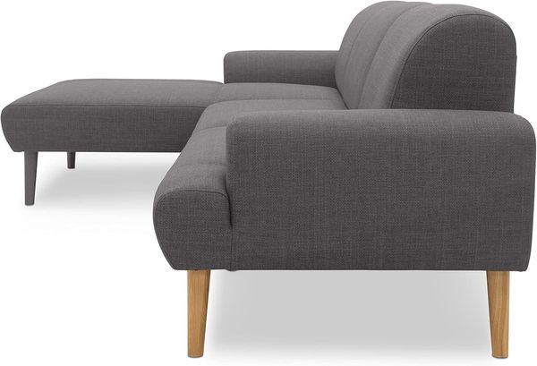DOMO. collection Ecksofa Salinas, Sofa mit Federkern in L-Form, moderne Couch mit Holzfüßen und schwebender Optik, Eckcouch, Polsterecke, 292 x 176 x 83 cm (BxTxH), anthrazit Bild 4