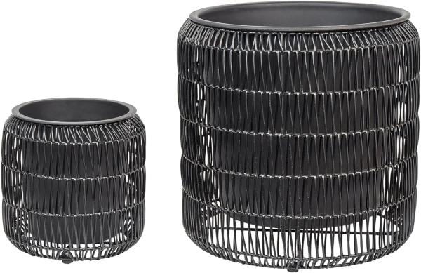 Set mit 2 Blumentöpfen BRODIEA PE Rattan 26 45 cm Schwarz