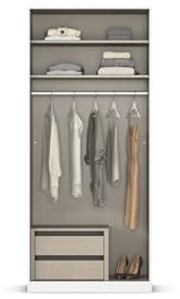 Rauch Möbel Alabama, Kleiderschrank für Schlafzimmer, Kinderzimmer, Wohnzimmer, Garderobe, Flur, 2-türig, Spiegel, mit Zubehör Premium, Farbe Beige/Eiche Artisan. Holz, Breite 91 cm Bild 6