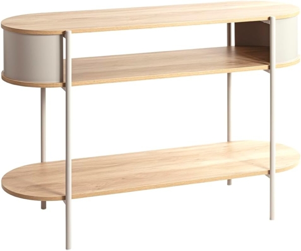 HAKU Möbel Konsole, Eiche, grau (Eiche Natur;Kaschmirgrau), Metall, Spanplatte - Maße: B 110 x H 76 x T 39 cm, Style: Modern