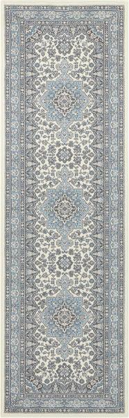 Orientalischer Kurzflor Teppich Parun Täbriz Creme Hielblau - 80x250x0,9cm