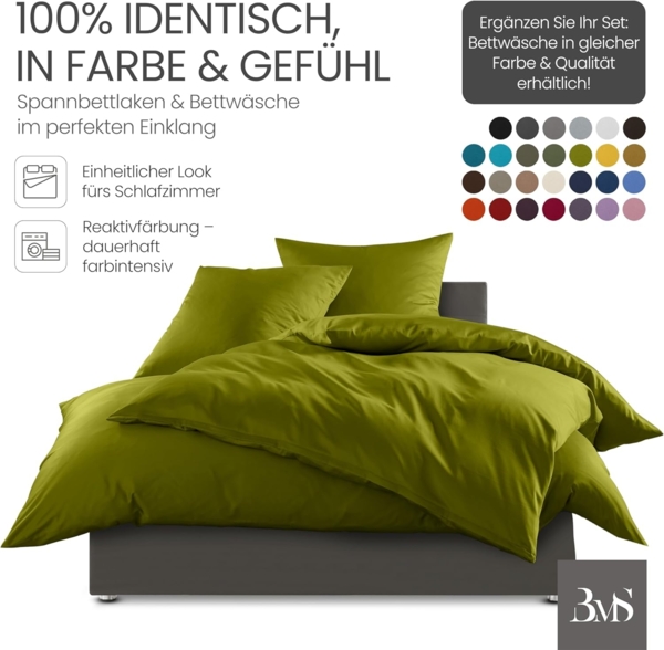 Bettwaesche-mit-Stil Mako-Satin Spannbettlaken grün 200x200cm Höhe 21-30cm Bild 4
