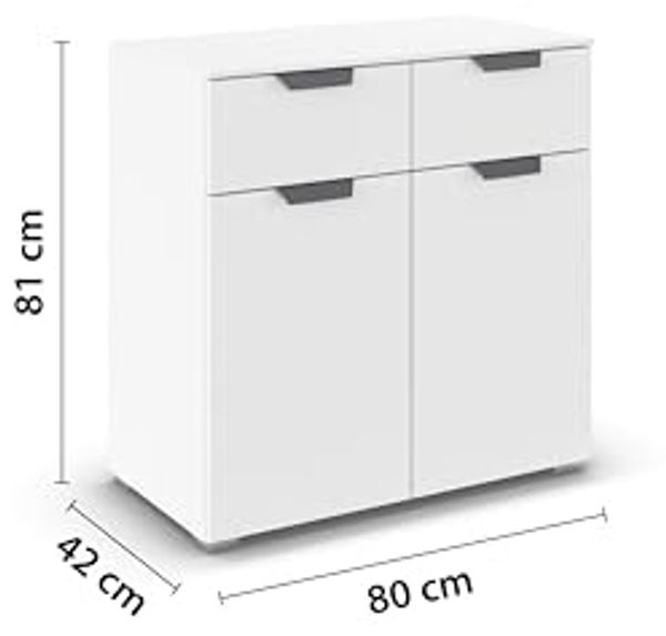 rauch Aditio Box, Kommode, 2-türig, 2 Schubladen, mit Softclose-Funktion, Farbe Weiß, BxHxT 80x81x42cm Bild 3
