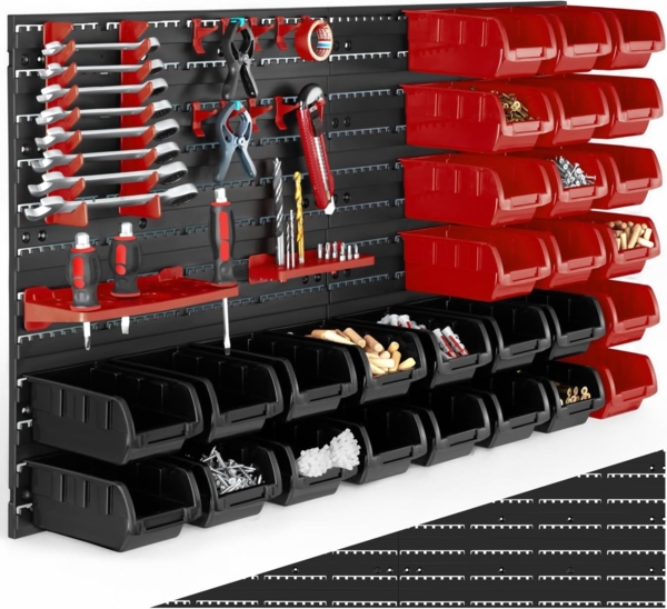 tectake Regal Kleinteilemagazin, pro Stück 1-tlg, 44-teilig, mit 2 Wandplatten