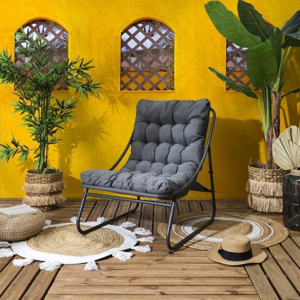 HOME DECO FACTORY, HDO0375, Ergonomischer anthrazitfarbener Outdoor-Sessel, modernes und Elegantes Design, optimaler Komfort, pflegeleicht, vielseitig für den Innen- und Außenbereich, 68 x 855 x 88 cm Bild 2