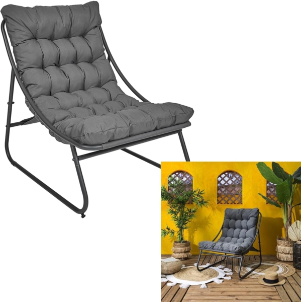 HOME DECO FACTORY, HDO0375, Ergonomischer anthrazitfarbener Outdoor-Sessel, modernes und Elegantes Design, optimaler Komfort, pflegeleicht, vielseitig für den Innen- und Außenbereich, 68 x 855 x 88 cm Bild 8