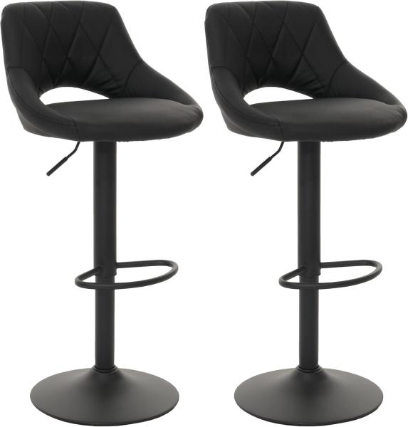 2er-Set Barhocker HWC-N64, Barstuhl Tresenhocker, Fußablage drehbar, Kunstleder Metall ~ schwarz