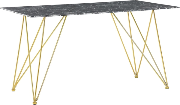 Esstisch Marmoroptik schwarz / gold 140x80 cm KENTON